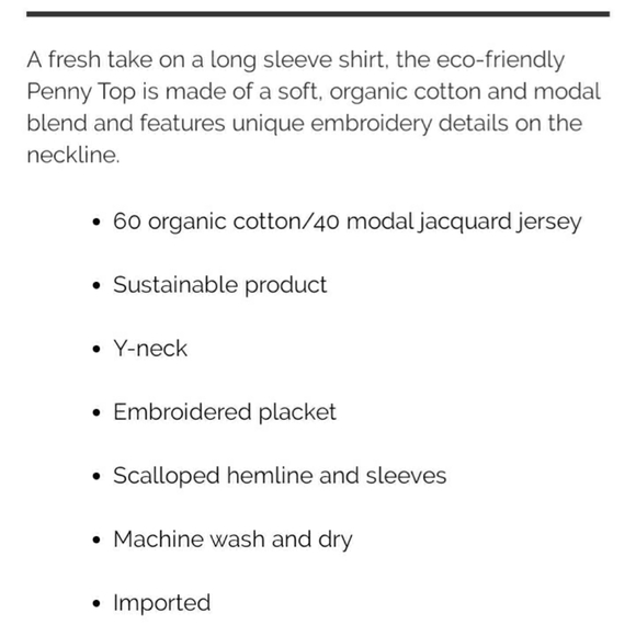 Aventura Cream Long Sleeve Embroidered Organic Cotton Blend Tee - Picture 11 of 12